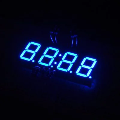 Blue 7 segment clock display