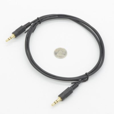 size of headphone jumper cable relative to a Canadian dime